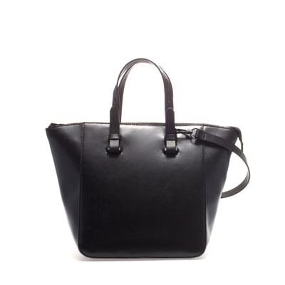 Mini Shopper - predominant colour: black; occasions: casual, work; style: tote; length: handle; size: oversized; material: faux leather; pattern: plain; finish: plain; season: s/s 2013