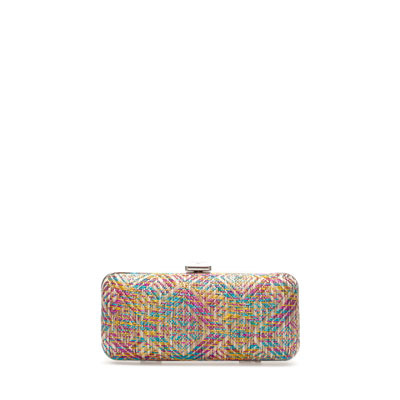 Raffia Box Clutch - occasions: evening, occasion; predominant colour: multicoloured; type of pattern: heavy; style: clutch; length: hand carry; size: small; material: macrame/raffia/straw; finish: plain; pattern: patterned/print; season: s/s 2013; multicoloured: multicoloured
