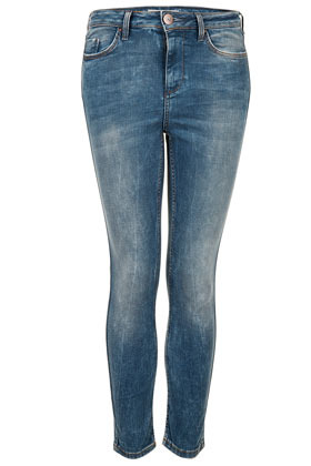 Moto Vintage Jamie Skinny Jean - style: skinny leg; pattern: plain; pocket detail: traditional 5 pocket; waist: mid/regular rise; predominant colour: denim; occasions: casual; length: ankle length; fibres: cotton - stretch; jeans detail: whiskering, shading down centre of thigh, washed/faded; texture group: denim; pattern type: fabric; season: s/s 2013