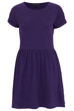 Tall Speckle Roll Sleeve Dress - style: shift; length: mid thigh; neckline: round neck; fit: fitted at waist; pattern: plain; predominant colour: royal blue; occasions: casual; fibres: polyester/polyamide - mix; hip detail: subtle/flattering hip detail; sleeve length: short sleeve; sleeve style: standard; pattern type: fabric; texture group: jersey - stretchy/drapey; season: s/s 2013