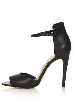 Rebel Clean 2 Part Sandals - predominant colour: black; occasions: evening, occasion; material: leather; heel height: high; ankle detail: ankle strap; heel: stiletto; toe: open toe/peeptoe; style: standard; finish: plain; pattern: plain; season: s/s 2013