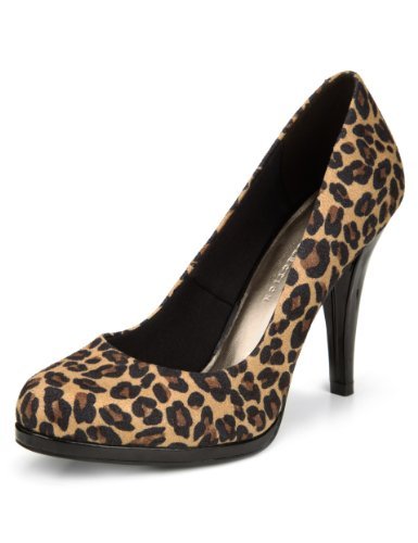 Platform Court Shoes With Insolia - predominant colour: tan; secondary colour: black; occasions: evening; material: fabric; heel height: high; heel: stiletto; toe: round toe; style: courts; finish: plain; pattern: animal print; shoe detail: platform; season: a/w 2013