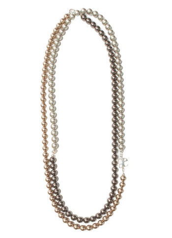 Necklace - occasions: evening, work, occasion; predominant colour: multicoloured; style: multistrand; length: long; size: large/oversized; material: plastic/rubber; finish: metallic; embellishment: beading; season: a/w 2013; multicoloured: multicoloured