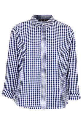 Mix Gingham Shirt - neckline: shirt collar/peter pan/zip with opening; pattern: checked/gingham; style: shirt; secondary colour: white; predominant colour: royal blue; occasions: casual, work, creative work; length: standard; fibres: cotton - 100%; fit: straight cut; sleeve length: long sleeve; sleeve style: standard; pattern type: fabric; pattern size: standard; texture group: jersey - stretchy/drapey; season: a/w 2013