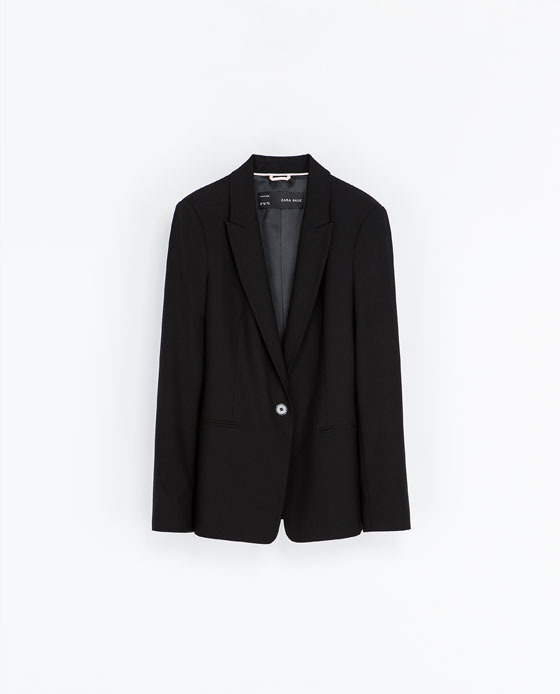 Cool Wool Blazer - pattern: plain; style: single breasted blazer; length: below the bottom; collar: standard lapel/rever collar; predominant colour: black; occasions: casual, evening, work, creative work; fit: straight cut (boxy); fibres: polyester/polyamide - mix; sleeve length: long sleeve; sleeve style: standard; collar break: low/open; pattern type: fabric; texture group: woven light midweight; season: a/w 2013