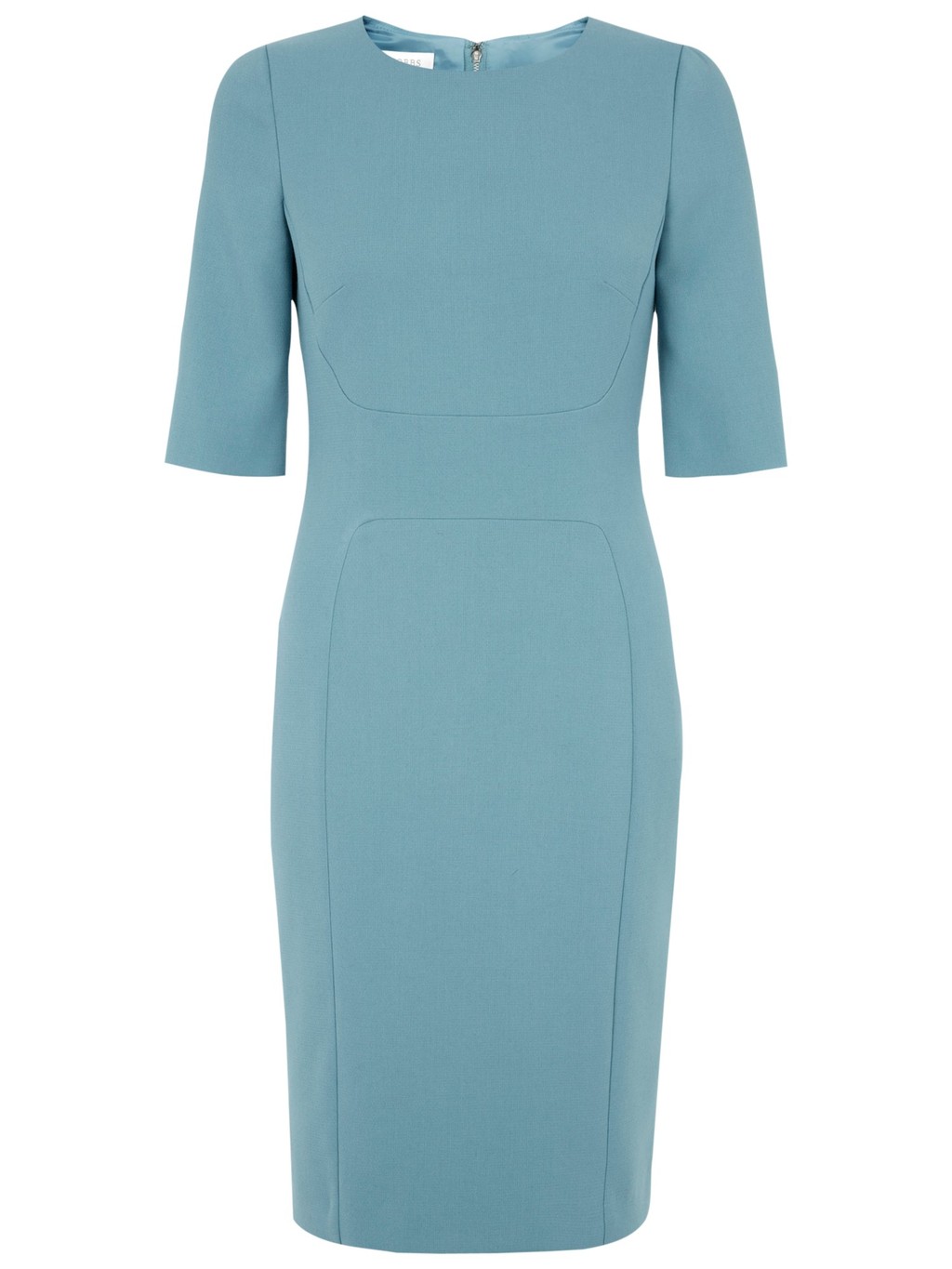 Invitation Etoile Dress, Kingfisher Blue - style: shift; fit: tailored/fitted; pattern: plain; predominant colour: pale blue; occasions: evening, work, occasion, creative work; length: on the knee; fibres: polyester/polyamide - stretch; neckline: crew; sleeve length: half sleeve; sleeve style: standard; pattern type: fabric; texture group: other - light to midweight; trends: sorbet shades; season: s/s 2014