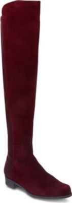 50/50 Knee High Suede Boots, Women's, Eur 41 / 8 Uk Women, Red - predominant colour: burgundy; occasions: casual, creative work; material: suede; heel height: flat; heel: standard; toe: round toe; boot length: knee; style: standard; finish: plain; pattern: plain; season: s/s 2014