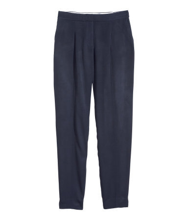 Slacks - length: standard; pattern: plain; pocket detail: pockets at the sides; waist: mid/regular rise; predominant colour: black; occasions: casual, evening, work, creative work; fibres: polyester/polyamide - stretch; fit: tapered; pattern type: fabric; texture group: woven light midweight; style: standard; season: s/s 2014