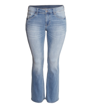 + Boot Cut Low Jeans - style: bootcut; length: standard; pattern: plain; pocket detail: traditional 5 pocket; waist: mid/regular rise; predominant colour: pale blue; occasions: casual, creative work; fibres: cotton - stretch; jeans detail: whiskering, shading down centre of thigh, washed/faded; texture group: denim; pattern type: fabric; season: s/s 2014
