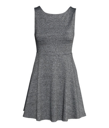 Jersey Dress - length: mid thigh; neckline: round neck; pattern: plain; sleeve style: sleeveless; predominant colour: mid grey; occasions: casual, evening, creative work; fit: fitted at waist & bust; style: fit & flare; fibres: polyester/polyamide - stretch; hip detail: subtle/flattering hip detail; sleeve length: sleeveless; pattern type: fabric; texture group: jersey - stretchy/drapey; season: s/s 2014