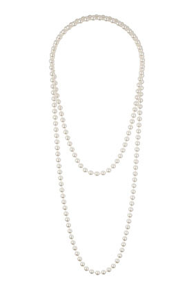 Basic Pearl Look Necklace - predominant colour: ivory/cream; occasions: evening, occasion; style: multistrand; length: long; size: standard; material: plastic/rubber; finish: plain; embellishment: pearls; season: s/s 2014