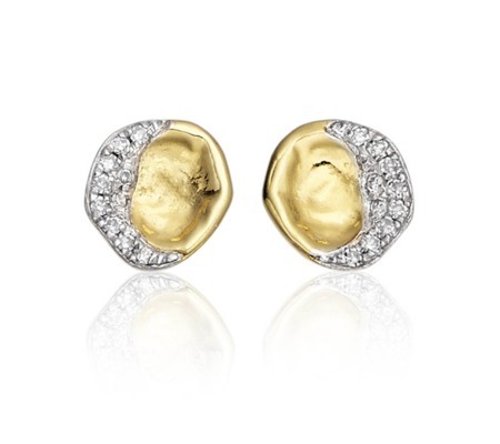 Gold Vermeil Riva Diamond Shore Stud Earring Diamond - secondary colour: silver; predominant colour: gold; occasions: evening, occasion, creative work; style: stud; length: short; size: standard; material: chain/metal; fastening: pierced; finish: metallic; embellishment: crystals/glass; season: s/s 2014