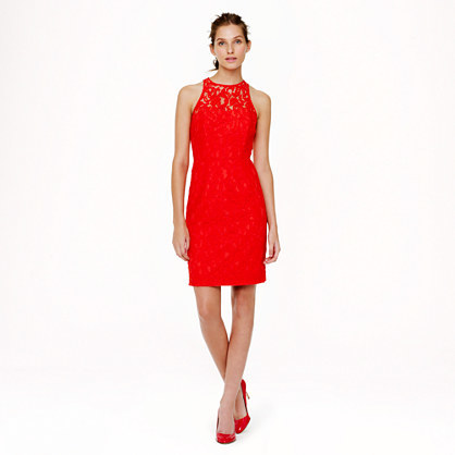 Pamela Dress In Leavers Lace - style: shift; length: mid thigh; fit: tailored/fitted; sleeve style: sleeveless; predominant colour: true red; occasions: evening, occasion; fibres: nylon - mix; neckline: crew; sleeve length: sleeveless; texture group: lace; pattern type: fabric; pattern: patterned/print; trends: hot brights, lace; season: s/s 2014