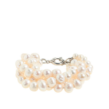 Freshwater Pearl Hammock Bracelet - predominant colour: ivory/cream; occasions: evening, occasion; size: large/oversized; material: plastic/rubber; finish: plain; embellishment: pearls; season: s/s 2014; style: bead