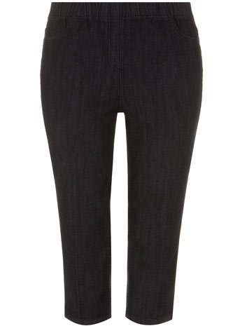 Indigo Clean Denim Crop Trousers - pattern: plain; waist: mid/regular rise; predominant colour: navy; occasions: casual; length: calf length; fibres: cotton - mix; texture group: denim; fit: slim leg; pattern type: fabric; style: standard; season: s/s 2014