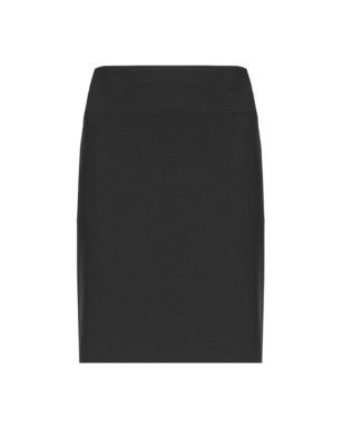 Workwear Mini Skirt - length: mid thigh; pattern: plain; style: pencil; fit: tailored/fitted; waist: high rise; predominant colour: black; fibres: polyester/polyamide - stretch; pattern type: fabric; texture group: woven light midweight; occasions: creative work; season: s/s 2014