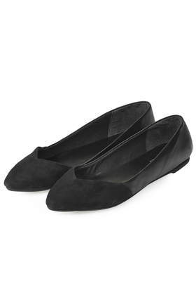 Shorty Slip On Shoes - predominant colour: black; occasions: casual, work, creative work; material: leather; heel height: flat; toe: pointed toe; style: ballerinas / pumps; finish: plain; pattern: plain; season: a/w 2014