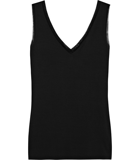 Ona V Neck Tank Top - neckline: v-neck; pattern: plain; sleeve style: sleeveless; style: vest top; predominant colour: black; occasions: casual; length: standard; fibres: viscose/rayon - stretch; fit: body skimming; sleeve length: sleeveless; pattern type: fabric; texture group: jersey - stretchy/drapey; season: a/w 2014