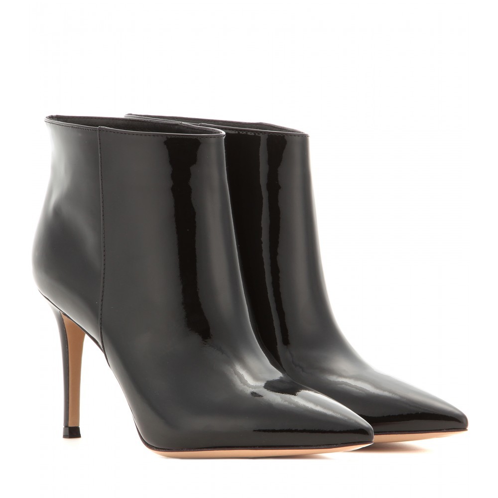 Stilo Patent Leather Ankle Boots - predominant colour: black; occasions: casual, creative work; material: leather; heel height: high; heel: stiletto; toe: pointed toe; boot length: ankle boot; style: standard; finish: patent; pattern: plain; season: a/w 2014