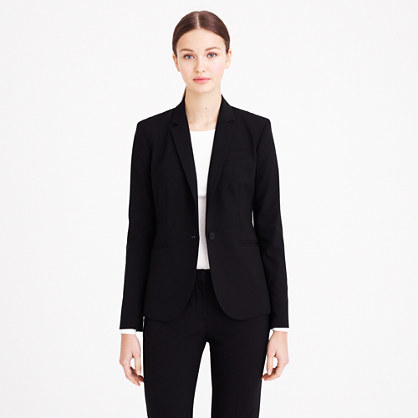 Petite Campbell Blazer In Italian Stretch Wool - pattern: plain; style: single breasted blazer; length: below the bottom; collar: standard lapel/rever collar; predominant colour: black; occasions: work, creative work; fit: tailored/fitted; fibres: wool - stretch; sleeve length: long sleeve; sleeve style: standard; collar break: low/open; pattern type: fabric; texture group: woven light midweight; season: a/w 2014