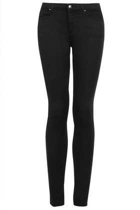 Petite Moto Leigh Jeans - style: skinny leg; length: standard; pattern: plain; waist: high rise; pocket detail: traditional 5 pocket; predominant colour: black; occasions: casual, evening, creative work; fibres: cotton - stretch; texture group: denim; pattern type: fabric; season: a/w 2014; wardrobe: basic