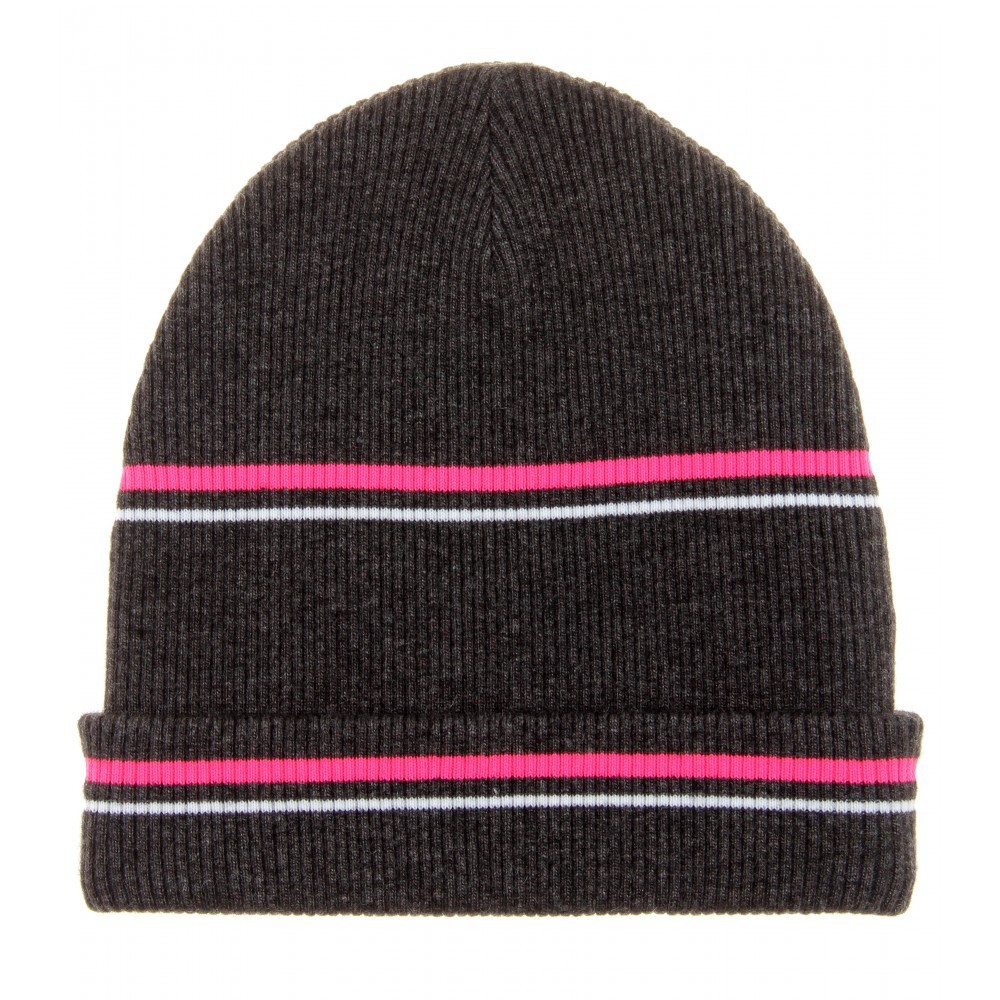 Wool Blend Hat - occasions: casual, creative work; predominant colour: multicoloured; style: beanie; size: standard; material: knits; pattern: horizontal stripes; season: a/w 2014; multicoloured: multicoloured