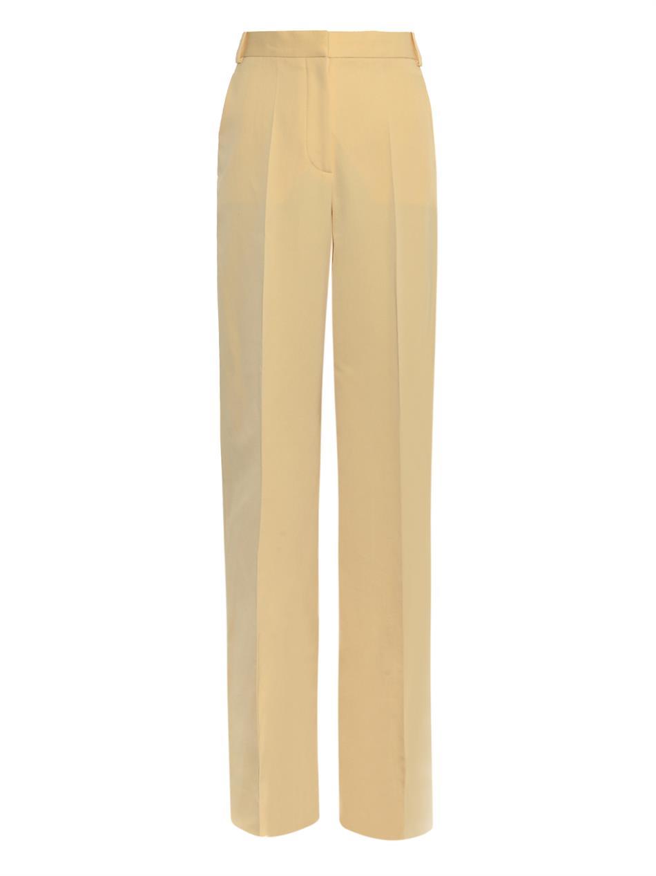 Scott Wide Leg Trousers - length: standard; pattern: plain; waist: high rise; predominant colour: primrose yellow; occasions: evening; fibres: cotton - mix; fit: wide leg; texture group: woven light midweight; style: standard; trends: zesty shades; season: a/w 2014