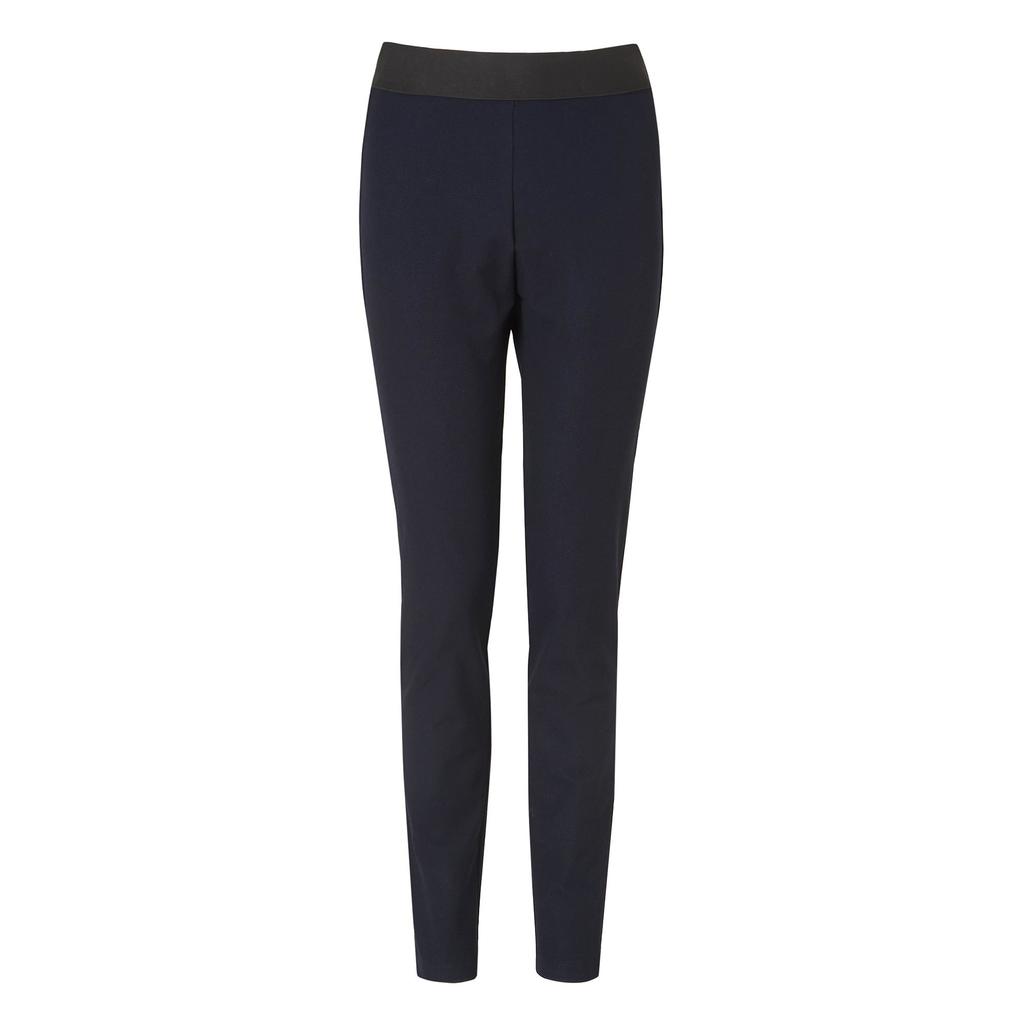 Aden Skinny Leg Trouser Blue Navy - length: standard; pattern: plain; waist detail: elasticated waist; waist: high rise; predominant colour: navy; occasions: casual, creative work; fit: skinny/tight leg; pattern type: fabric; texture group: woven light midweight; style: standard; fibres: viscose/rayon - mix; season: a/w 2014