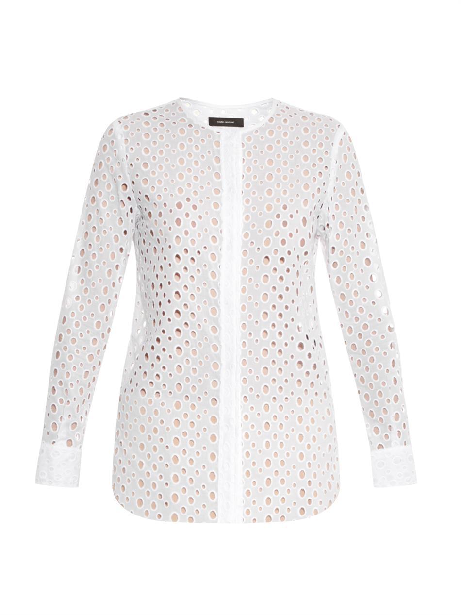 Vaden Cut Out Cotton Shirt - pattern: plain; style: shirt; predominant colour: white; occasions: casual, creative work; length: standard; fibres: cotton - 100%; fit: body skimming; neckline: crew; sleeve length: long sleeve; sleeve style: standard; texture group: cotton feel fabrics; pattern type: fabric; season: s/s 2015