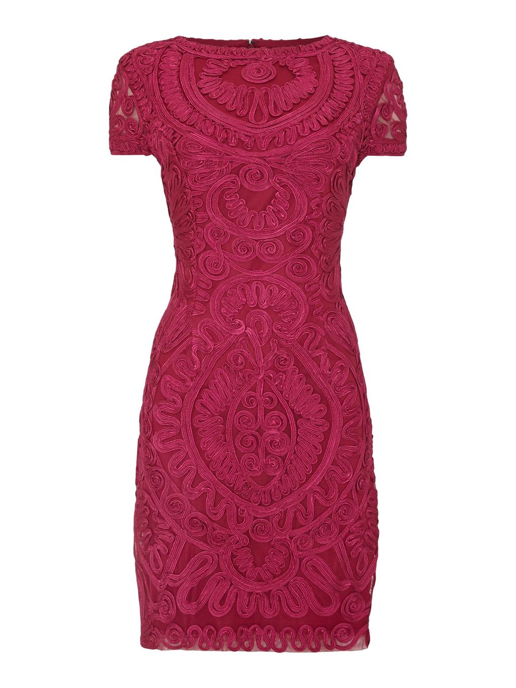 Cornelli Shift Dress, Pink - style: shift; fit: tailored/fitted; pattern: plain; predominant colour: hot pink; occasions: evening, occasion; length: just above the knee; fibres: polyester/polyamide - 100%; neckline: crew; sleeve length: short sleeve; sleeve style: standard; pattern type: fabric; texture group: woven light midweight; season: s/s 2015