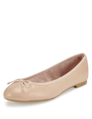 Leather Ballerina Pumps With Insolia Flex - predominant colour: nude; occasions: casual, creative work; material: leather; heel height: flat; toe: round toe; style: ballerinas / pumps; finish: plain; pattern: plain; season: s/s 2015