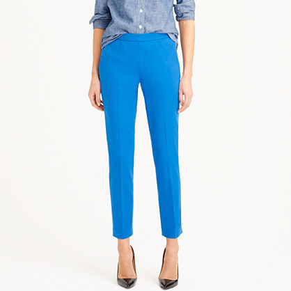 Martie Pant In Bi Stretch Cotton - pattern: plain; waist: high rise; predominant colour: diva blue; occasions: work, creative work; length: ankle length; waist detail: narrow waistband; texture group: crepes; fit: slim leg; style: standard; season: s/s 2015