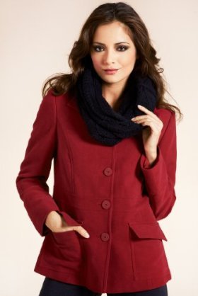 Per Una Pure Cotton Single Breasted Jacket With Snood Scarf - pattern: plain; style: single breasted blazer; hip detail: front pockets at hip; collar: high neck; predominant colour: true red; occasions: casual, work; length: standard; fit: tailored/fitted; trends: masculine tailoring, red; fibres: cotton - 100%; sleeve length: long sleeve; sleeve style: standard; collar break: high; pattern type: fabric; pattern size: standard