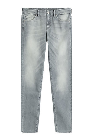 Cropped Skinny Jeans Grey - style: skinny leg; length: standard; pattern: plain; pocket detail: traditional 5 pocket; waist: mid/regular rise; predominant colour: denim; occasions: casual; fibres: cotton - stretch; jeans detail: whiskering, washed/faded; texture group: denim; pattern type: fabric; season: s/s 2015
