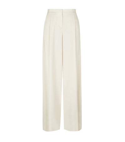 Crepe Wide Leg Trousers - length: standard; pattern: plain; style: palazzo; waist: high rise; predominant colour: ivory/cream; fibres: polyester/polyamide - mix; occasions: occasion; texture group: crepes; fit: wide leg; pattern type: fabric; season: s/s 2015; wardrobe: event
