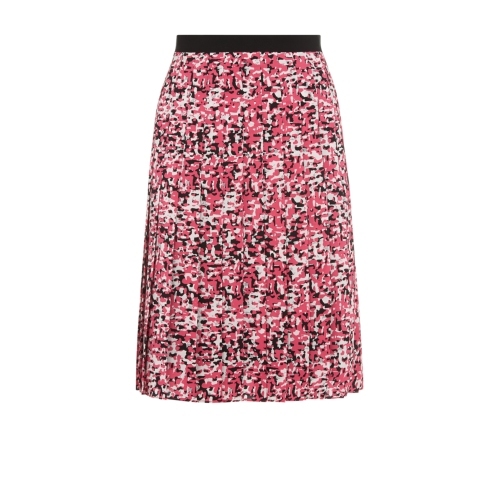 Foxglove Skirt - fit: loose/voluminous; style: pleated; waist: mid/regular rise; predominant colour: black; occasions: casual, occasion; length: on the knee; fibres: silk - 100%; waist detail: narrow waistband; texture group: silky - light; pattern type: fabric; pattern: patterned/print; secondary colour: dusky pink; season: s/s 2015; pattern size: standard (bottom); multicoloured: multicoloured