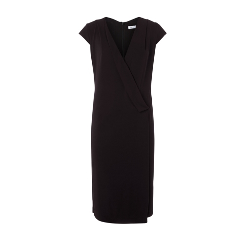 Laurel Dress - neckline: v-neck; sleeve style: capped; pattern: plain; style: drop waist; predominant colour: black; occasions: evening, creative work; length: on the knee; fit: straight cut; fibres: viscose/rayon - 100%; sleeve length: short sleeve; texture group: crepes; season: s/s 2015