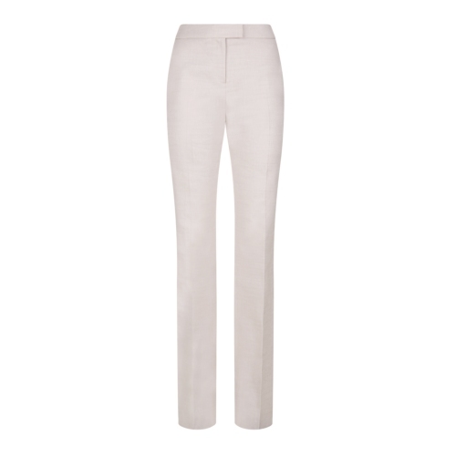 Allium Trouser - length: standard; pattern: plain; waist: high rise; predominant colour: light grey; occasions: work, creative work; fit: straight leg; pattern type: fabric; texture group: woven light midweight; style: standard; fibres: linen - stretch; season: s/s 2015