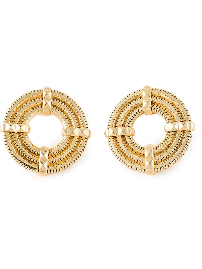 'apollo' Earrings, Women's, Metallic - predominant colour: gold; occasions: casual, evening, occasion, creative work; style: stud; length: short; size: small/fine; material: chain/metal; fastening: pierced; finish: metallic; season: s/s 2015