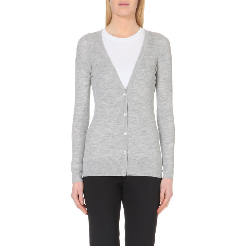 Orhila Wool Cardigan, Women's, Size: Small, Cold Heather - neckline: low v-neck; pattern: plain; bust detail: buttons at bust (in middle at breastbone)/zip detail at bust; predominant colour: light grey; occasions: casual, work, creative work; length: standard; style: standard; fibres: wool - 100%; fit: standard fit; sleeve length: long sleeve; sleeve style: standard; texture group: knits/crochet; pattern type: knitted - fine stitch; season: s/s 2015