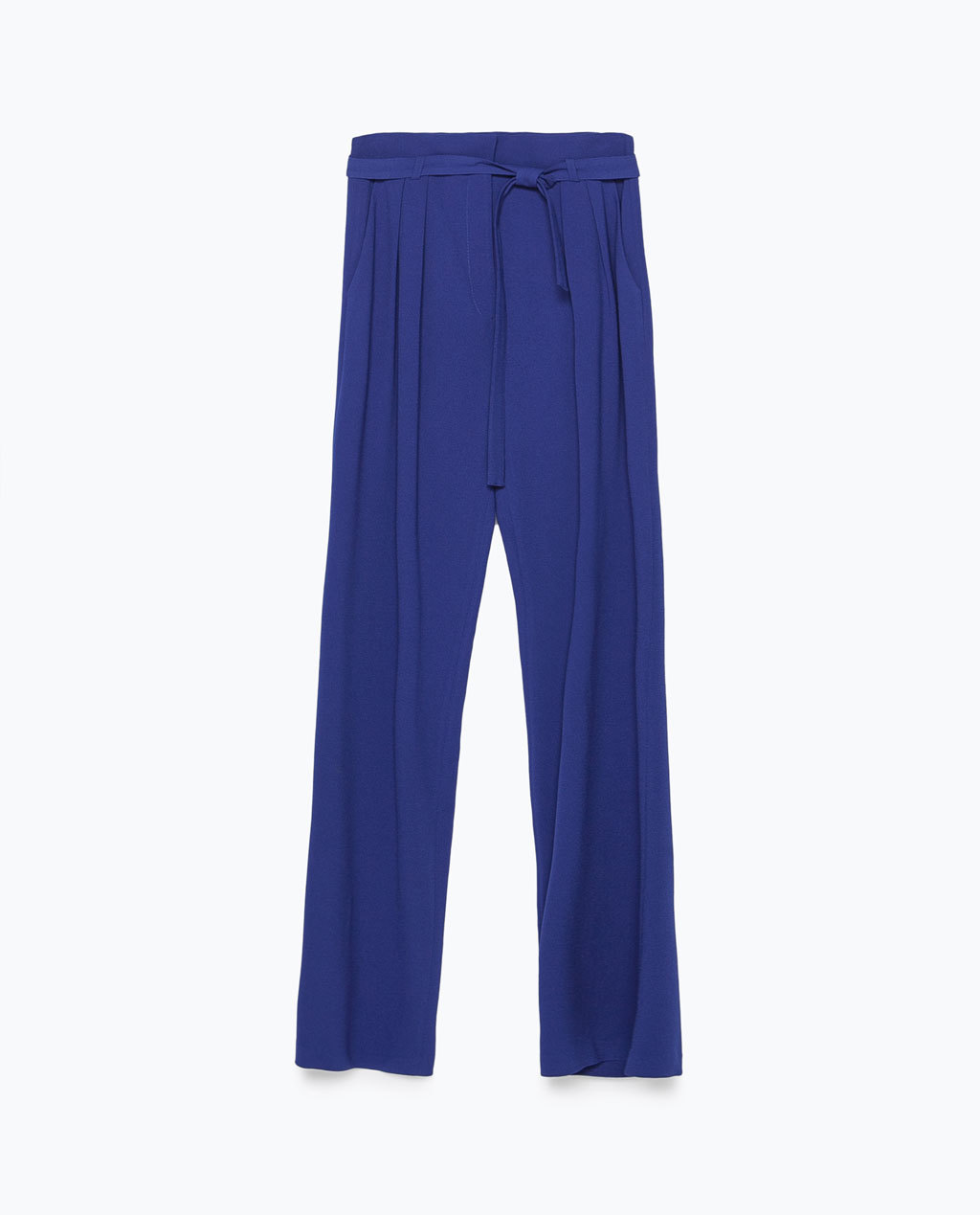 Loose Fit Trousers - length: standard; pattern: plain; style: palazzo; waist: mid/regular rise; predominant colour: royal blue; occasions: casual, creative work; texture group: crepes; fit: wide leg; pattern type: fabric; season: s/s 2015; wardrobe: highlight