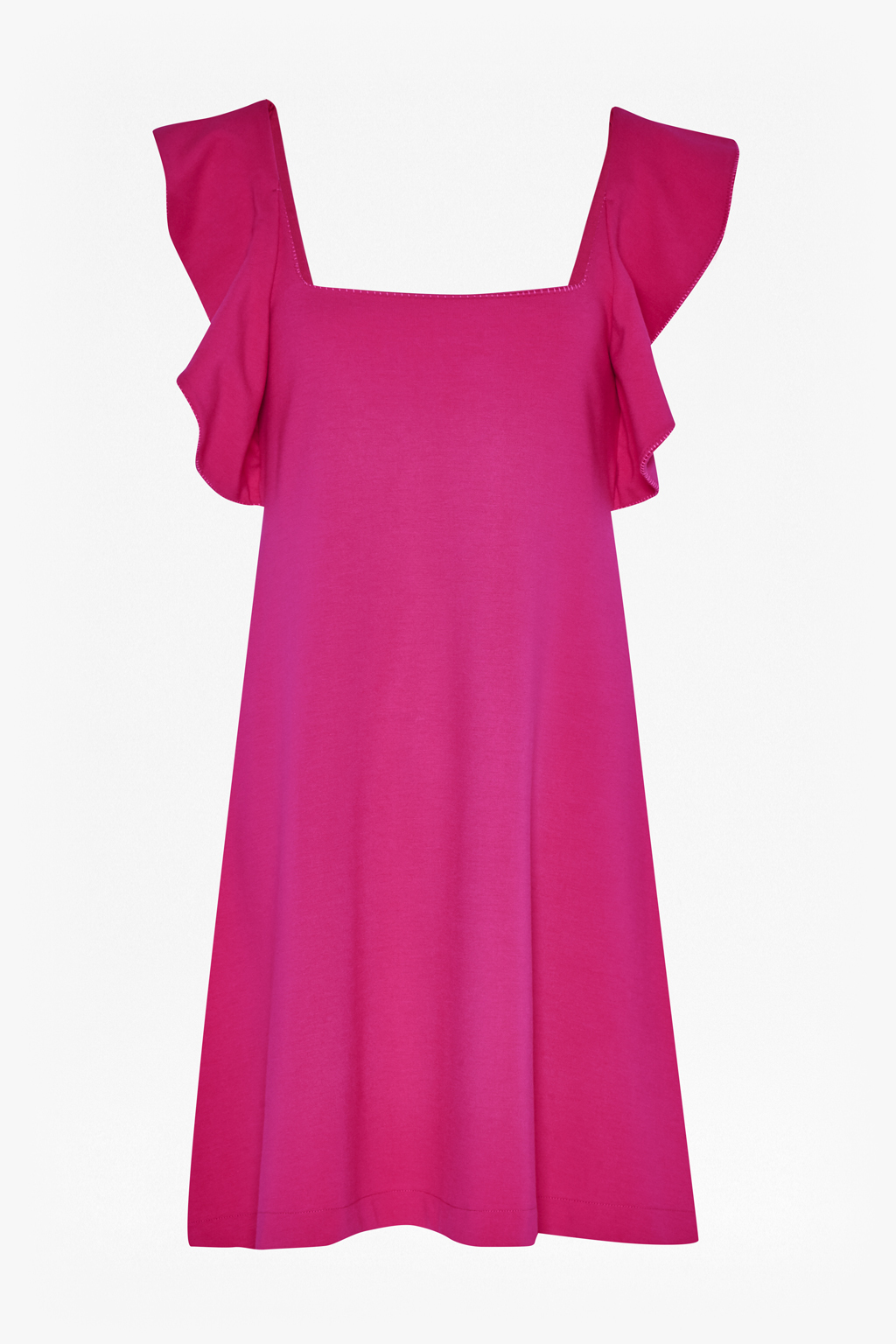 Marie Flared Dress Black - style: shift; length: mid thigh; sleeve style: angel/waterfall; pattern: plain; predominant colour: hot pink; occasions: evening, occasion; fit: soft a-line; sleeve length: short sleeve; neckline: low square neck; pattern type: fabric; texture group: jersey - stretchy/drapey; season: s/s 2015