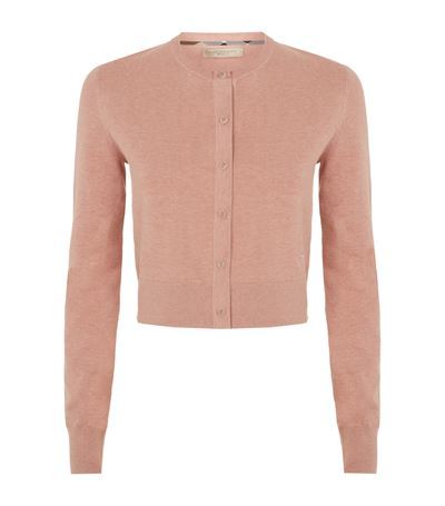 Cropped Cardigan - neckline: round neck; pattern: plain; length: cropped; predominant colour: blush; occasions: casual, creative work; style: standard; fibres: wool - 100%; fit: standard fit; sleeve length: long sleeve; sleeve style: standard; texture group: knits/crochet; pattern type: knitted - fine stitch; season: s/s 2015; wardrobe: basic