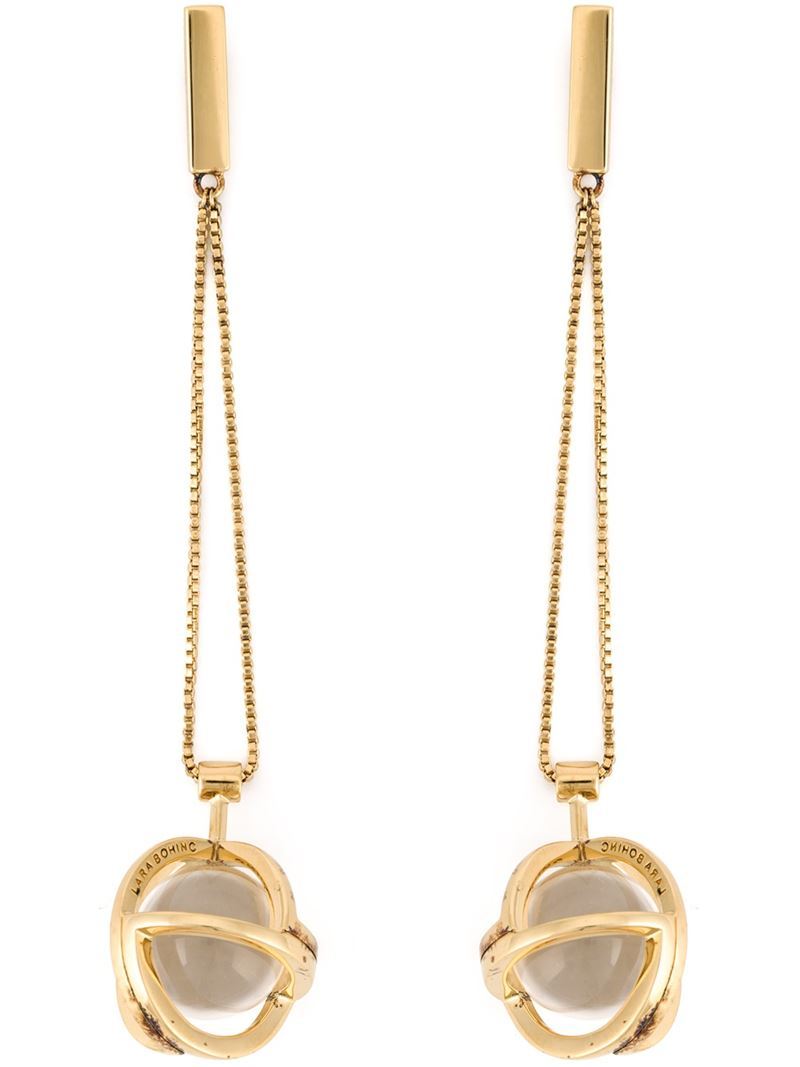 'planetaria' Earrings - predominant colour: gold; occasions: evening, occasion; style: drop; length: long; size: standard; material: chain/metal; fastening: pierced; finish: metallic; embellishment: chain/metal; season: s/s 2015
