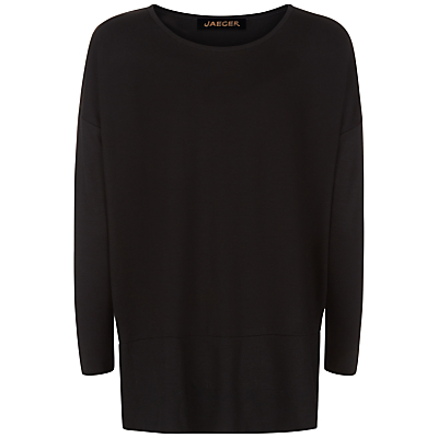 Ponte T Shirt - neckline: round neck; pattern: plain; length: below the bottom; predominant colour: black; occasions: casual, creative work; style: top; fibres: viscose/rayon - stretch; fit: body skimming; sleeve length: long sleeve; sleeve style: standard; pattern type: knitted - fine stitch; texture group: jersey - stretchy/drapey; season: s/s 2015