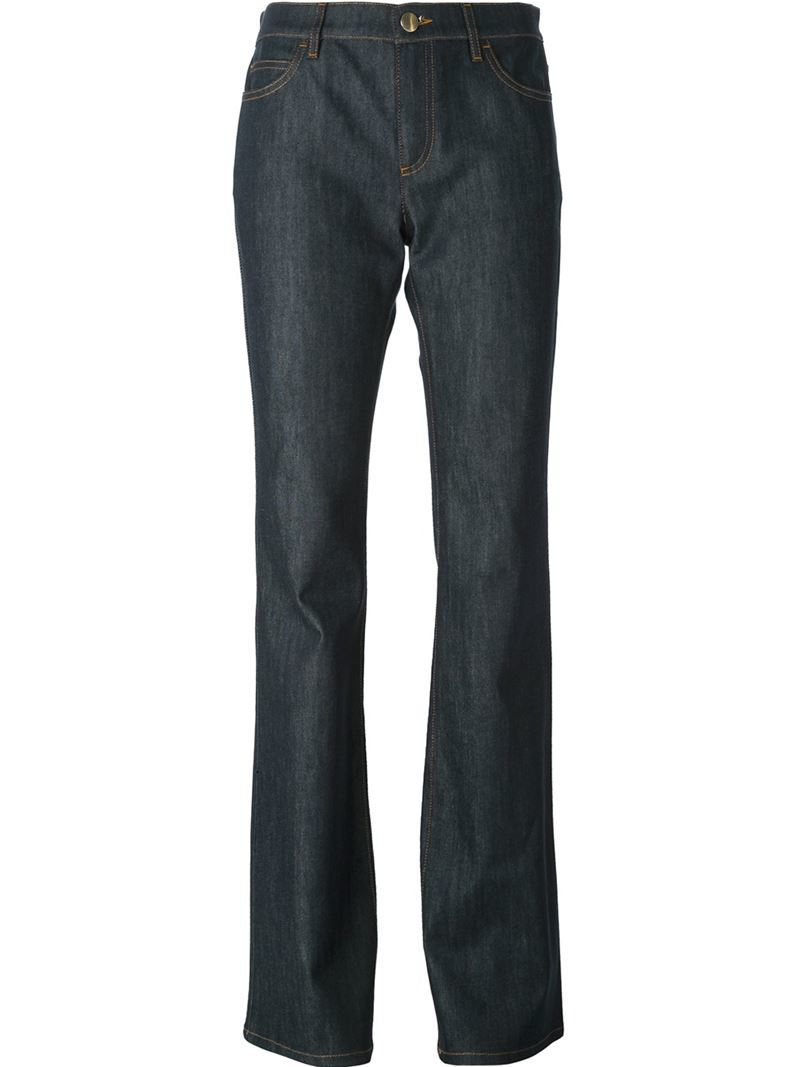 Bootcut Jeans, Women's, Blue - style: bootcut; length: standard; pattern: plain; waist: high rise; pocket detail: traditional 5 pocket; predominant colour: navy; occasions: casual, creative work; fibres: cotton - stretch; jeans detail: dark wash; texture group: denim; pattern type: fabric; season: s/s 2015