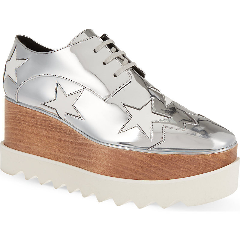 Elyse Indium Flatform Derby Shoes, Women's, Eur 35 / 2 Uk Women, Silver - predominant colour: silver; occasions: casual, evening; material: leather; heel height: flat; toe: round toe; style: brogues; finish: metallic; pattern: plain; shoe detail: platform with tread; trends: seventies retro; season: s/s 2015