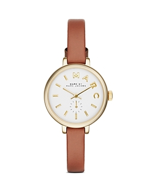 Marc Sally Watch, 28mm - predominant colour: tan; secondary colour: gold; occasions: casual, creative work; style: leather strap; size: large/oversized; material: leather; finish: plain; pattern: plain; season: s/s 2015
