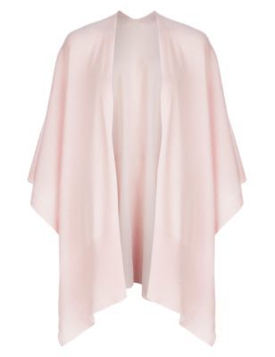 Pure Cashmere Wrap - sleeve style: dolman/batwing; pattern: plain; neckline: collarless open; style: open front; predominant colour: blush; occasions: casual, creative work; fit: loose; length: mid thigh; fibres: cashmere - 100%; sleeve length: 3/4 length; texture group: knits/crochet; pattern type: fabric; season: s/s 2015