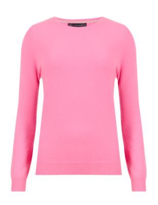 Pure Cashmere Jumper - pattern: plain; style: standard; predominant colour: hot pink; occasions: casual, creative work; length: standard; fit: slim fit; neckline: crew; fibres: cashmere - 100%; sleeve length: long sleeve; sleeve style: standard; texture group: knits/crochet; pattern type: knitted - fine stitch; season: s/s 2015
